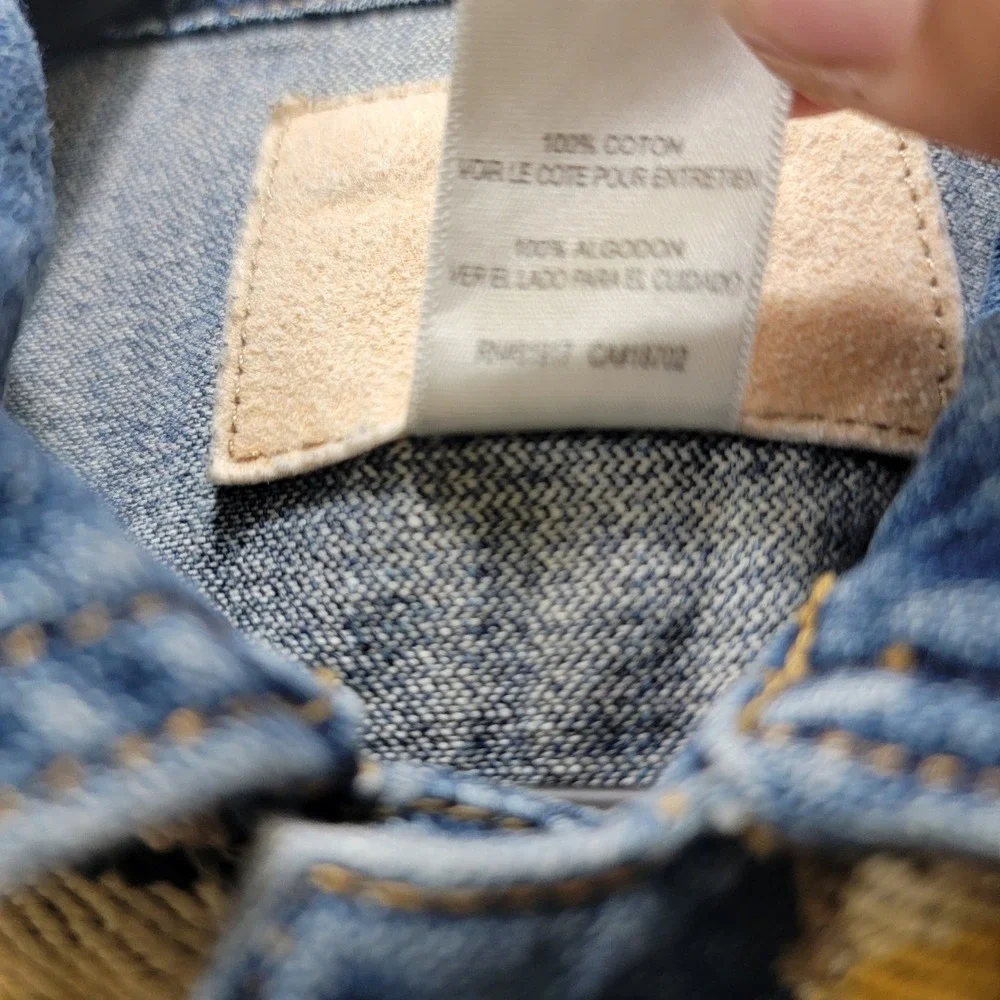 RARE Levis Kids Denim Trucker Jacket Size 7 Southwestern Serape Blanket Patch